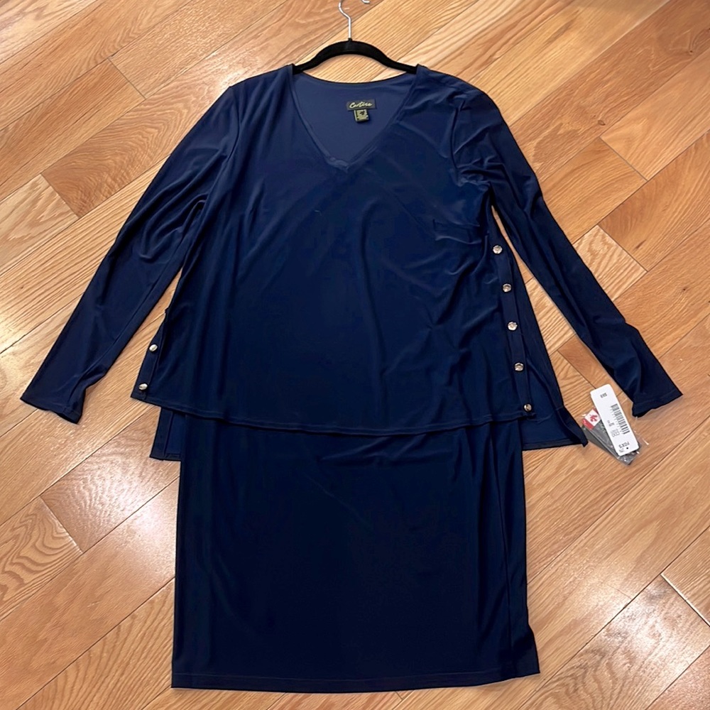Cartise navy overlay dress